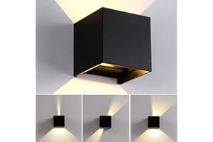 ‎BENMA BENMA 12W Wandleuchte, Wandlampe Innen/Außen, Warmweiß Wandleuchten, 3000K LED Außenwandleuchte IP65 für Schlafzimmer, Wohnzimmer, Draussen, Verstellbarem Abstrahlwinkel, Schwarz