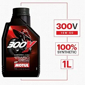 Motul 300V 104125 Factory Line Ester Core Fully Synthetic 15W-50 Petrol Engine Oil for