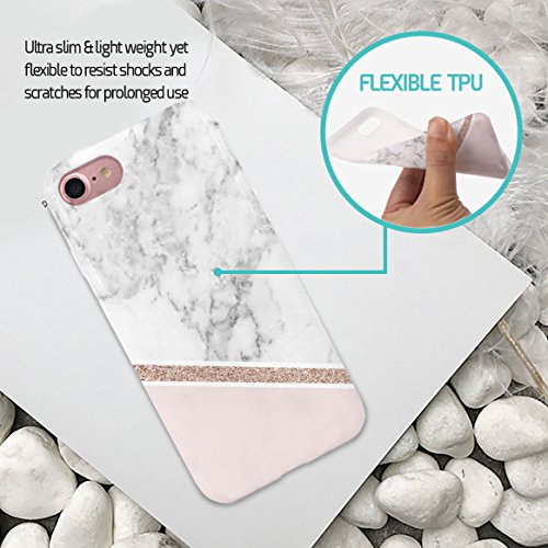 Funda iPhone 8 iPhone 7  ZUSLAB Bonita M  rmol Efecto Dibujo Silicona Suave Antigolpes Tapa Trasera Case Cover Cascara Protectora  M  rmol Blanco 