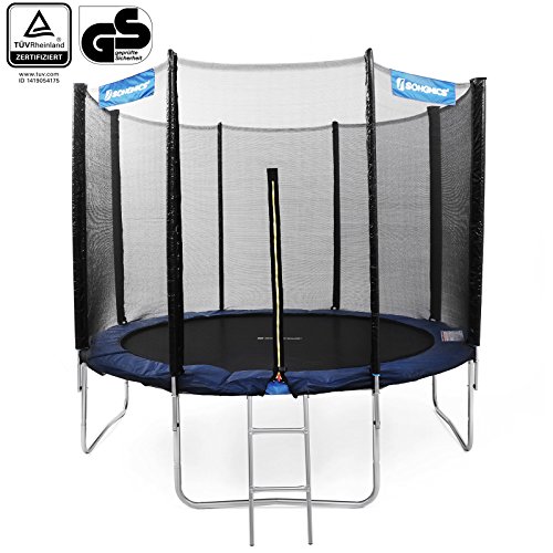 Songmics Trampolin Ø 244 305 366 cm Komplettset inklusive Leiter Sprungmatte Randabdeckung Sicherheitsnetz gepolsterten Netzpfosten