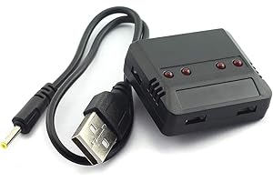 YUNIQUE GREEN-CLEAN-POWER - Cargador USB Universal 1 a 4 para Drones | Compatible con Hubsan, Wltoys, UDI, JXD, Syma, Holy Stone | Negro, Plástico | Ideal para Baterías Lipo 3.7V