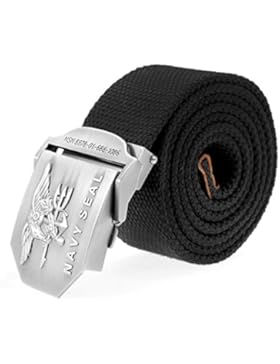 Faleto Herren Militär Gürtel Stoffgürtel mit Adler Symbol Schnalle Leinwand Canvas Jeansgürtel Belts 125cm + Original...