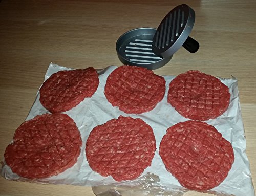 Belmalia Burgerpresse + 40 Blatt Backpapier für perfekte Burger, Hamburger, Cheeseburger, Frikadellen, Patties, Presse, Grill, antihaftbeschichtet, 11 cm - 6