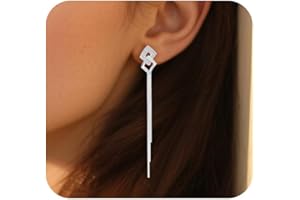 KISSPAT Boucles d'Oreille Femme Argent, Boucle d'Oreille Pendante, Boucles d'oreilles à Pampilles, Longues, en Argent 925, Plaqué or 14 Carats