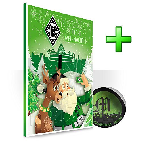 Preisvergleich Produktbild VfL Borussia Mönchengladbach Kalender, Adventskalender, Weihnachtskalender 2018 - Fairtrade-zertifiziert © plus gratis Aufkleber forever M`gladbach