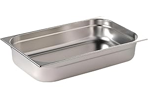 Vogue K903 Stainless Steel 1/1 Gastronorm Pan, 65 mm Height, Capacity 9 L