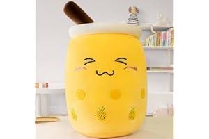 Foreverup Bubble Tea Plush Pillow, Plushie Plush Pillow Cute Cartoon Boba Milk Tea Soft Plush Doll, Boba Plush Soft Pillow Stuffed Toy, Bubble Milk Tea Cup Plushie, Christmas Birthday Gifts-E