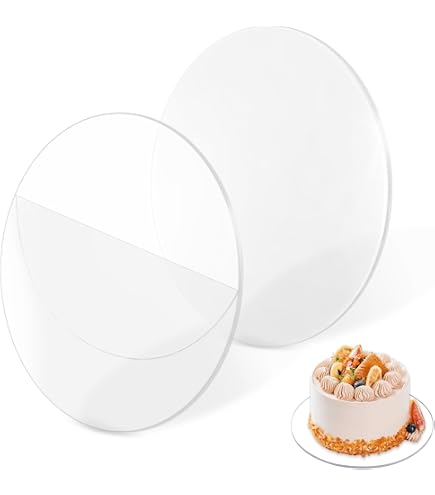 Lot De 2 Plaques à Gâteau En Acrylique 30 Cm VEGENA - Transparentes, 2 Mm D'épaisseur, Avec Grattoir
