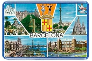 DOTTSMUSIC Barcelona - Postcard Style Design - 7cm x 4.5cm - Novelty Tourism Fridge Magnet.