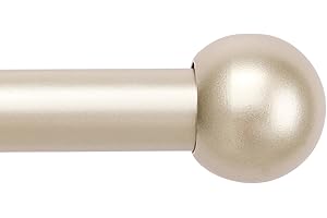 BOOM JOG Barra de cortina extensible de 120 cm a 300 cm, remates de bola, color champán de 48 a 120 pulgadas, barra de cortina ajustable, incluye varillas, remates, soportes y kits de herramientas