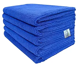 SOFTSPUN Microfiber Hair and Face Care, 5Piece, 40x60 Cms, 340 GSM, (Blue). Super Soft & Comfortable, Quick Drying, Ultra Absorbent in Large Size.