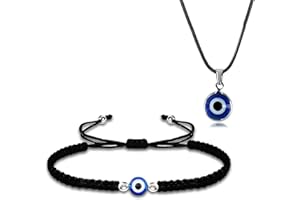 WHYCNJL 1 sztuka Bransoletka ze złym okiem bransoletka z 1 szt. tureckie oko naszyjnik z tureckim okiem, regulowana ręcznie pleciona bransoletka ochronna kabała czarna dla mężczyzn kobiet