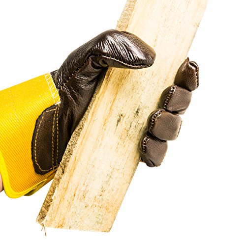 5 Paar Arbeitshandschuhe aus Rindkernspaltleder Größe: 10 |Allzweckhandschuhe für grobe Arbeiten | Zertifiziert CE – CAT I – EN420 | Farbe: grau-gelb - 2