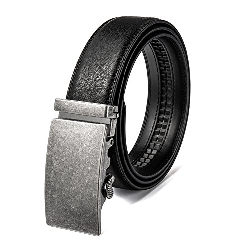 AITEE Ceinture Cuir pour Home avec Boucle Automatique Noir Longueur 125CM