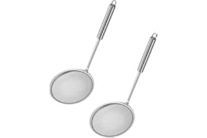 CYIOU 2stück Schaumkelle KüChensieb Fein Schaumkelle Sieb Edelstahl Feinmaschig SieblöFfel Kann Zum Filtern Von öL Und Fett Verwendet Werden AufschäUmen Und Braten (2 GrößEn)