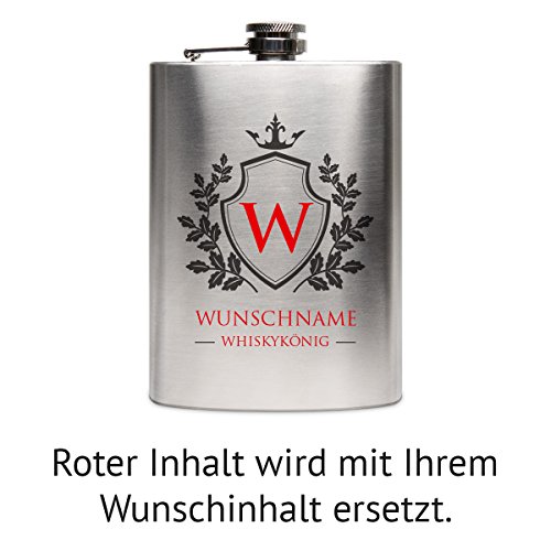 Flachmann Edelstahl 8oz. 237 ml mit individueller Gravur – Whiskykönig - 4