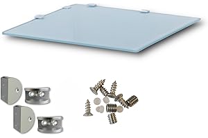 Euro Tische - Mensola da parete in vetro di sicurezza monolastra da 6 mm, ideale come ripiano per il bagno, 25 x 25 cm, satinato/bianco