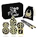 Produktbild DND Metall Würfel, 7 Stücke Polyedrischen Spiel Würfel mit Metall Aufbewahrungsbox, Schläge und 2 Bleistifte für Spiel von Rollenspielen Dungeons and Dragons D&D Pathfinder Shadowrun(Black & Gold)