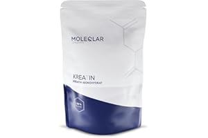 ‎MOLEQLAR MoleQlar Kreatin Monohydrat Pulver 300g - ultrareiner (>99,9%), veganer Creavitalis® Markenrohstoff - 5 Gramm pro Portion - geschmacksneutral & inklusive Messlöffel - zertifiziert in DE