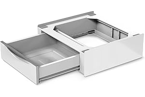 Meliconi Base Tower Extra L60, Universal Waschmaschinen- & Trockner-Verbindungsrahmen, Vormontierter Trocknerfuß mit 28-Liter-Schublade, Inklusive Sicherheitsgurt, Lastkapazität 250 kg, Weiß