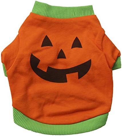 Moonuy Halloween Pet Puppy Dog Shirt Tops Pumpkin Costumes (L, Orange)