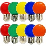 Sofort volle Lichtstärke 10 x LED Leuchtmittel Tropfen Kugel 2W E27 360° Bunt gemischt rot grün blau orange gelb