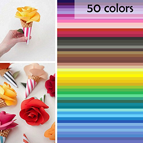 JUSLIN 300 Blätter in 50 Farben einseitig Origami Papier, 6“ Quadrat Origami Papier für DIY Handgemachte - 4