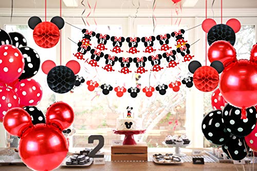 Joymemo Minnie Themed Party Supplies Birthday Decorations Red And