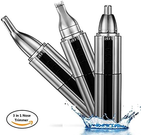 Nose Hair Trimmer, 3 in 1 Waterproof Nose Trimmer/Ear Hair Trimmer/Eyebrow Trimmer/Precision Detailer with LED Light, USB Charging Cable, Wet/Dry Use&amp;Vacuum System for Men&amp;Women