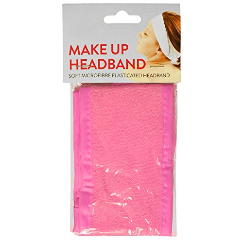 CostMad Ladies Womens Girls Make Up Elasticated Beauty Spa Velcro Headband Head Band Facial Salon Student Cosmetic Soft Toweling Microfiber Hairband Wrap (Pink)