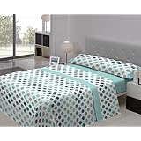 Juego de sábanas PALMAR Javier Larrainzar. Cama 160 cm. Color Turquesa - Sedalinne