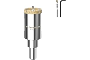 MOLLOM (25mm | 1") Sierra de corona de diamante con 2 brocas piloto removibles, corte suave para azulejos de porcelana, vidrio, cerámica, mármol, fibra de vidrio, etc