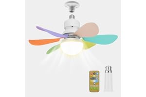 ALLJIA Ceiling Fans with Lights and Remote, 30W Small LED Ceiling Fan 1H/2H Timer, Dimmable, E27/ B22 Bulb Fixture, Quiet 3 Speed Fan Lights - Perfect for Kids Toddlers Bedroom Living Room