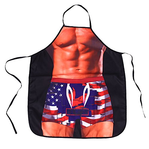 Kicode Gracioso Sexy Delantal 3D para la cocina Cocinar los hombres de Las barras y estrellas de la bandera