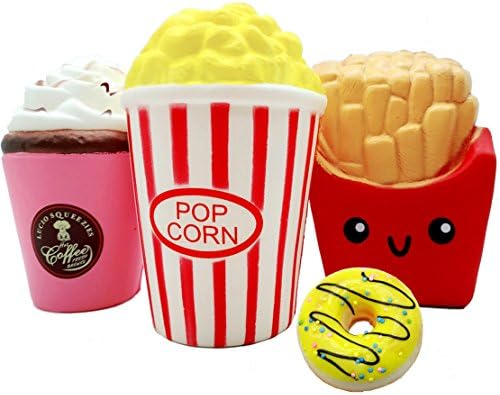 Jumbo Slow Rising Squishy Toys Popcorn French Fries Ice Cream Donuts Package Super Slow and Soft Squishies Kawaii Stress Reliever Toy Cute Squeeze Toys