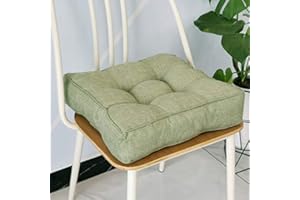 Morbuy Cojines Cuadrados Gruesos, Algodón 100% Transpirable Suave Almohadas Cojín de Piso Decoración Hogar para Comedor,Jardín Cojín de Asiento (40 * 40,Verde Matcha)