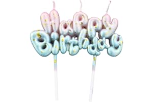 AIYONG Compleanno Lettera Candele, Happy Birthday Candele, Candele di Compleanno con Gradiente Rosa Blu Per Torta, Candele Di Compleanno per Anniversario, Matrimonio, Baby Shower (Happy Birthday)