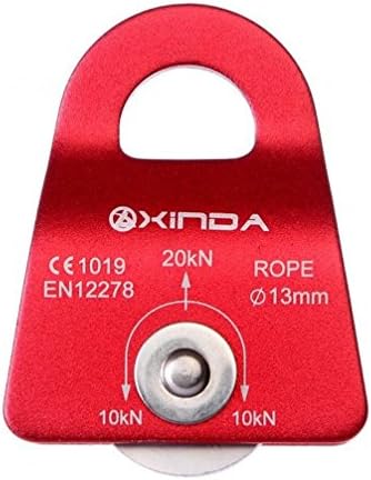 BIPY Outdoor Equipment Rope Pulley Mountaineering Single Sheave Rock Climbing Rigging Rescue Red Pack of 1
