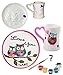 Produktbild 2 tlg. Bastelset: Teller & große Henkeltasse - " 3-D Eule " - zum selbst Bemalen - incl. Name - Keramik / Porzellan - Geschirr - Set mit 6 Farben & Pinsel - Eßteller / Frühstücksteller - Kindergeschirr - Porzellanteller / Malset - Anmalen - Kinder / Mädchen & Jungen - Tiere / Eulen / Porzellanmalfarben