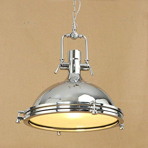 XSPWXN Ceiling Pendant Lights Rustic Chandelier Gold and Silver Wrought Iron Pendant Lights with Glass Lampshade E27 1-Light Ø40 cm, 10-40W 110-240V ( Color : Silver )