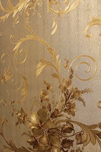 Vinyltapete Tapete Barock Retro # gold/silber # Fujia Decoration # 22651 - 2