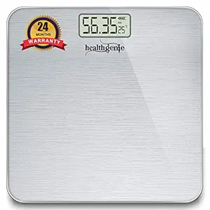 Healthgenie Thick Tempered Glass LCD Display Digital Weight Machine For Body Weight Weighing Scale with 2 Year Warranty & Batteries Included HD-221 (Silver Brushed Metallic)