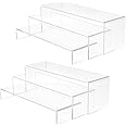 Anglelife 6 Pcs Large Acrylic Risers, 4" Widen Clear Rectangular Amiibo Funko POP Figures Acrylic Display Stand, Showcase Collectibles Display Risers Shelf for Organize and Decoration