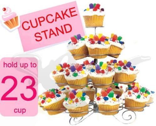 CostMad Wire Metal Round 4 Tier 23 Cups Cupcakes Display Holder Cakes Stand Tree for Wedding Birthday Party