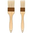 JOWILIN Baking Basting Brush, 2 Pcs Natural Bristle Pastry Brush with Wooden Handles, Culinary Baster Brushes, Oil Brush for Kitchen Cooking BBQ Barbecue Grill Butter Sauces Marinade Egg(1.5" and 1")