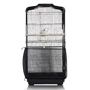 ASOCEA Universal Birdcage Cover Bird Cage Seed Catcher Parrot Cage Mesh Skirt Birdseed Nylon Net Guard Extra Large - Black