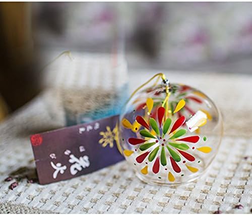 Handpaint Wind Chimes Wind Bells Handmade Glass Birthday Gift Glass Home Decors Wind Chimes Japanese Style (Fireworks)