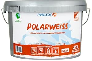 Farbklecks24 polarweiss 2,5L (versch. Größen) premium Wandfarbe, weiß, hohe Deckkraft