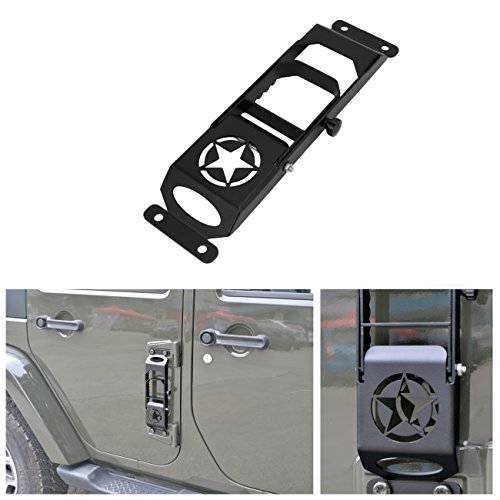 RONGZHI Métal Charnière de Porte Pliante étapes Repose-Pieds Pédale Peg pour Jeep JK Wrangler 2007-2017 (Noir)