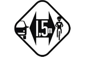 CUAC REVOLUTION Pegatina Sticker RESPETA Ciclista Distancia Seguridad 1,5 Bici Decal Vinilo (Negro)
